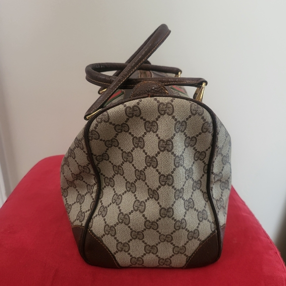 Gucci GG Monogram Supreme Sherry Web Ophidia Boston 35 Authentic Vintage.. - Picture 4 of 16